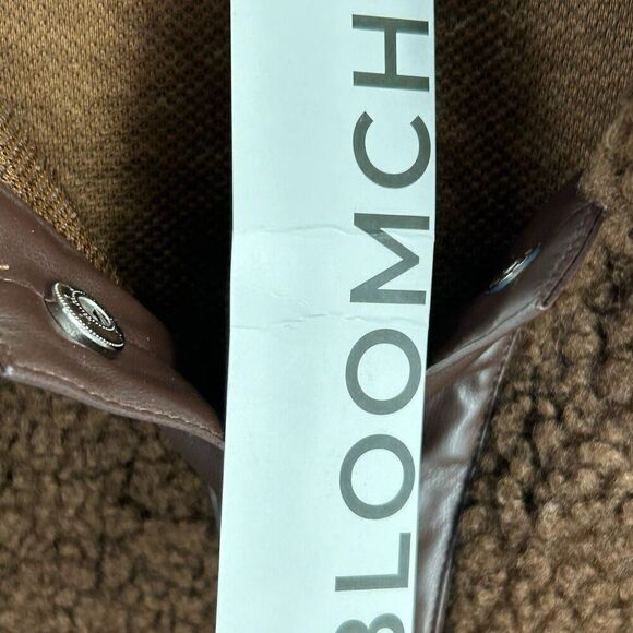 Bloomchic PU Leather Patchwork Metal Detail Brown Teddy Jacket Size 14/16 - Picture 15 of 15